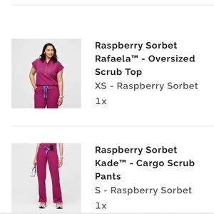 Raspberry sorbet Figs set--x-small top and small pants